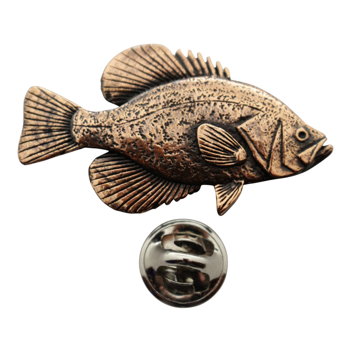 Black Crappie Pin ~ Antiqued Copper ~ Lapel Pin ~ Sarah's Treats & Treasures